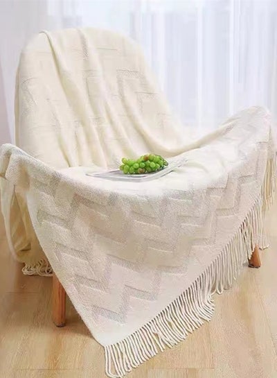 Buy 1-Piece Lightweight All Season Blanket Sofa Blanket Summer Blanket Acrylic Fiber Off-White 180x130 cm in UAE