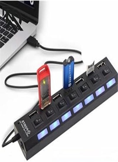 اشتري 7 Port Ports Usb 2.0 Hub With Separate On / Off Switch With Light Indicator/ Hot Plug&Play USB Device في مصر