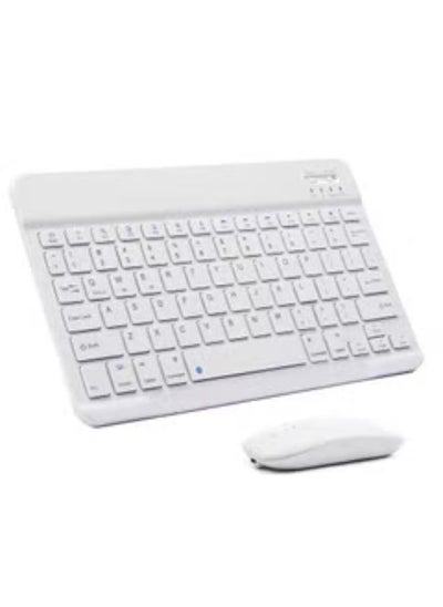 Buy Rechargeable Bluetooth Keyboard And Mouse Combo Ultra-Slim Portable Compact Set For Android Windows Tablet Cell Phone IPhone IPad Pro Air Mini OS IOS 13 And Above White in UAE