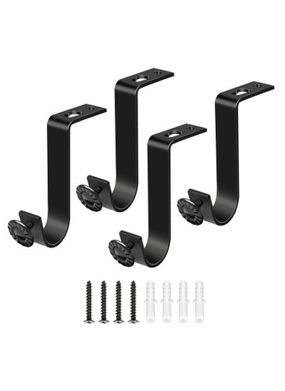 اشتري Ceiling Curtain Rod Bracket Heavy Duty Curtain Rod Holders 4 Pack Ceiling Curtain Rods Hooks Fit for 3/4 to 9/10 Inch Drapery Poles في الامارات