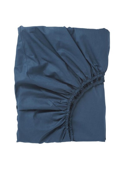 Buy Fitted Sheet Dark Blue 90X200 Cm in Saudi Arabia