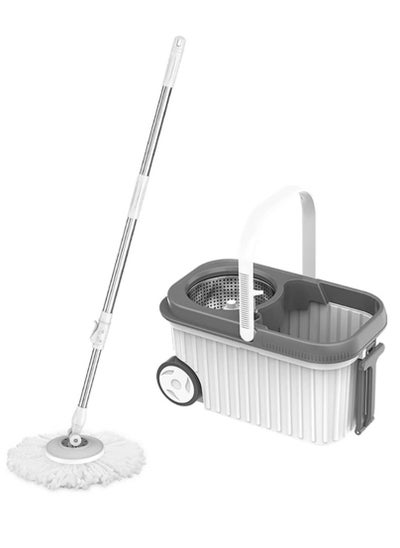 اشتري Stainless Steel Mop and Bucket Set,360 Rotating Floor Mop, Microfiber Mop and Bucket Floor Cleaning System for Home Cleaning في السعودية