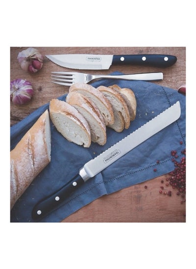 Buy Prochef 8 Inches Bread Knife with Stainless Steel Blade and Black Polycarbonate and Fiberglass Handle in UAE