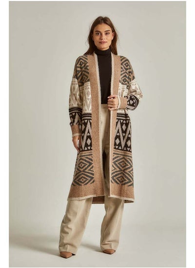 Buy Fancy Long Sleeve Jacquard Long Cardigan in Egypt