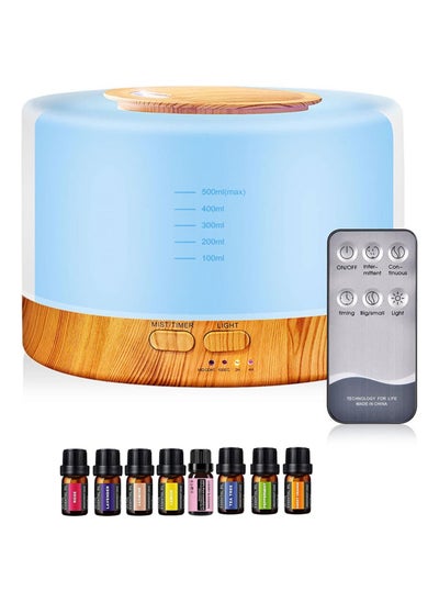 Buy Tycom Essential Oil Diffuser, Remote Control Essential Oil Diffuser with Color Lights and Timer, Cool Mist Humidifier with Auto Shut-off Function, Ultrasonic Oil Diffuser for Home Office WOOD GRAIN. in UAE