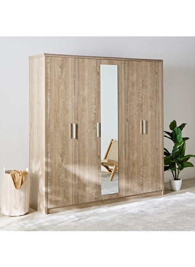 اشتري Curvy 5-Door Wardrobe with Mirror 55 x 220 x 211 cm في السعودية