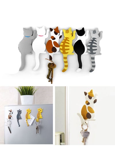 Buy Magnetic Refrigerator Stickers Cartoon Cats Magnetic Suction Refrigerator Hook PVC Decorative Household Items Can Be Used to Hang Photos Memo Keys (6 Pieces) in UAE