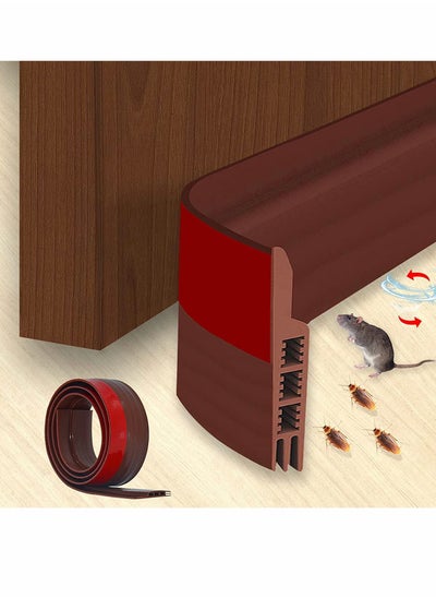 اشتري Door Draft Stopper Under Door Seal for Exterior Interior Doors, Door Sweep Strip Under Door Draft Blocker, Soundproof Door Bottom Weather Stripping Keeping Draft Noise Out 2 Inch W x 39 Inch L(Brown) في السعودية