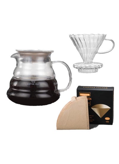 Buy 3-Piece Glass Coffee Pot Set 600ml in UAE