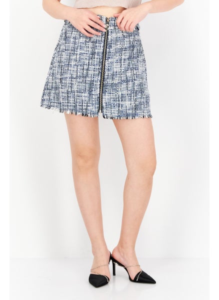 اشتري Women Textured Mini Skirt, Blue/White في الامارات