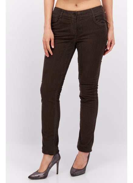 اشتري Women Regular Fit Corduroy  Pants, Brown في الامارات