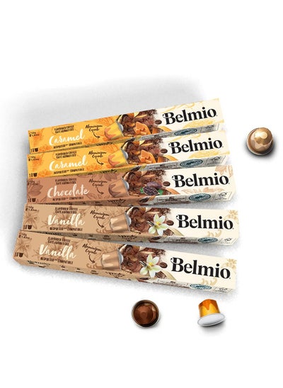 Buy Belmio Flavor Variety Pack Coffee Capsules, Vanilla, Chocolate and Caramel Espresso, 50 count in UAE