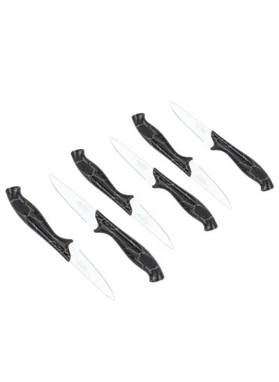 Buy 6 Pieces Black and Gold Marble Plastic Hand Knife Set in Saudi Arabia