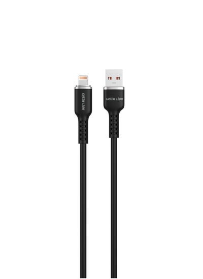 Buy USB-A TO Lightning Silicone Cable / 12W Current / High Transfer Speed / Secure & Safe / Charge & Sync / 10,000 Bends / Wide Compatible / Long Length Cable - Black in UAE