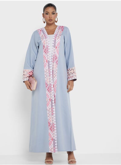 Buy Embroidered  Flared Sleeve Abaya in Saudi Arabia