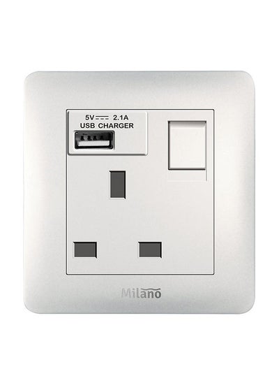 اشتري Danube Home - Milano 13A Single Switched Socket Neon With Usb Wh Ps في الامارات