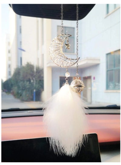 Buy Moon, feather, and bell pendant, car accessories for women, bedroom decor, creative gift in Saudi Arabia