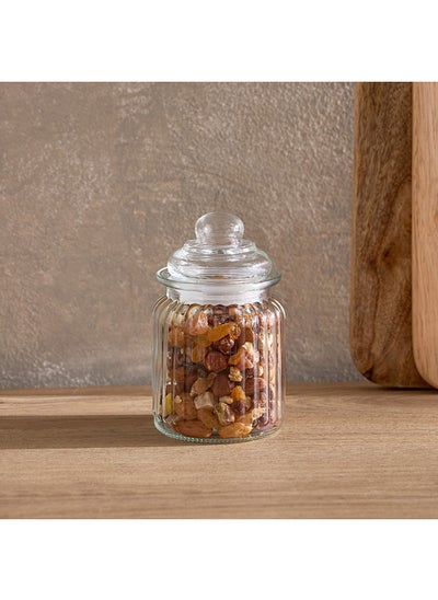 Buy Essential Glass Ribbed Jar 300 ml in UAE