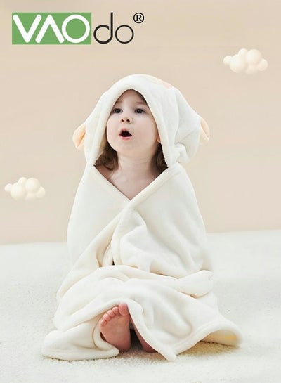 Buy Bebi Kids Bath Towel Thick Coral Fleece Fast Absorbent Bathrobe Cloak Can be Worn in All Seasons Suitable for Beach Swimming Bathing 88*150cm±2cm White in Saudi Arabia