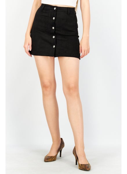 Buy Women Textured Mini Skirt, Black in UAE