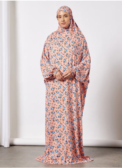 Buy Praying Dress With Floral Prints And With Attached Veil in Saudi Arabia