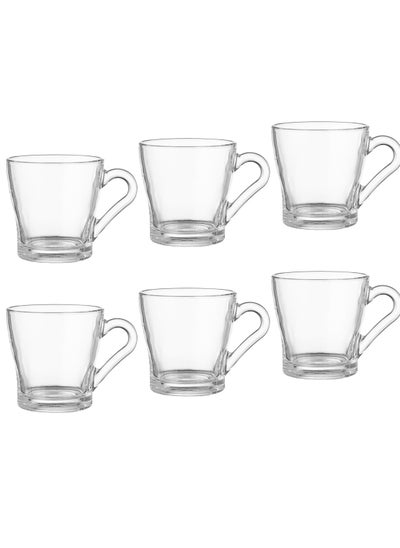 Buy 6-piece set of clear glass tea cups in Saudi Arabia