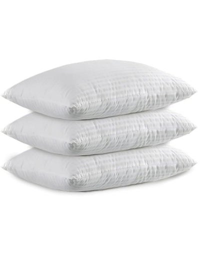 Buy 3-Piece Hotel Striped Bed Pillow Set Cotton White 50x70cm in UAE