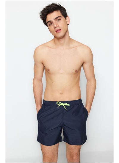 Buy Navy Blue Men's Basic Standard Size Swimsuit Sea Shorts in Egypt