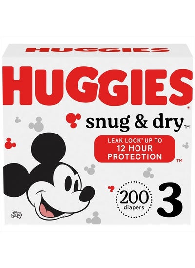 Buy Huggies Size 3 Diapers, Snug & Dry Baby Diapers, Size 3 (16-28 lbs), 200 Count (4 Packs of 50), Packaging May Vary in UAE