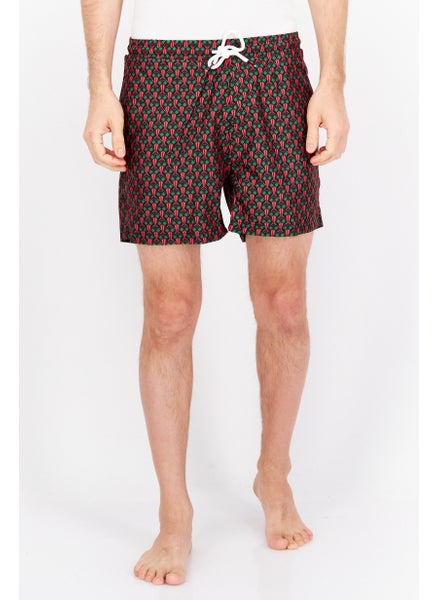 اشتري Men Allover Print Swim Shorts, Red/Black Combo في الامارات