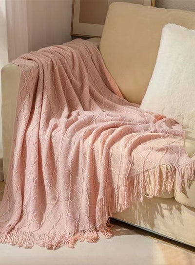 اشتري 1-Piece Lightweight All Season Blanket Sofa Blanket Summer Blanket Acrylic Fiber Pink 180x127 cm في الامارات