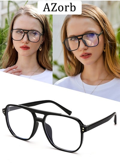 Buy Blue Light Glasses for Men Women Clear Lens Eyeglasses Aviator Frame Eye Glasses Blue Light Blocking UV Protection for Reading Gaming Computer TV Phone Glasses Black in UAE