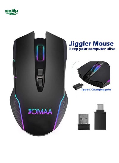 Buy JOMAA JOMAA 2.4G Wireless Mouse Black Type-C Silent Click Jiggler Mouse Rechargeable Mause Plug And Play For Macbook Laptop Computer in UAE