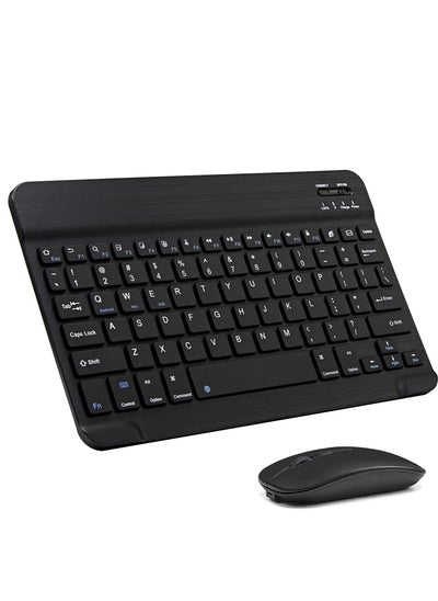 Buy Ultra-Slim Bluetooth Combo Rechargeable Portable Wireless Keyboard And Mouse Set For Apple IPad IPhone IOS 13 Samsung Tablet Phone Smartphone Android Windows Black in UAE