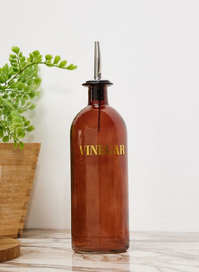 Buy 20Cm Glass Storage Bottle 'Vinegar' - Vintage Amber Gold in UAE