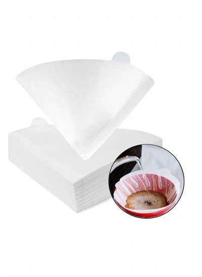 Buy 100-Piece Coffee Paper Filters V60 Disposable Cone White Size 02 for Pour Over and Drip Coffee Makers(2-4 cups) in UAE