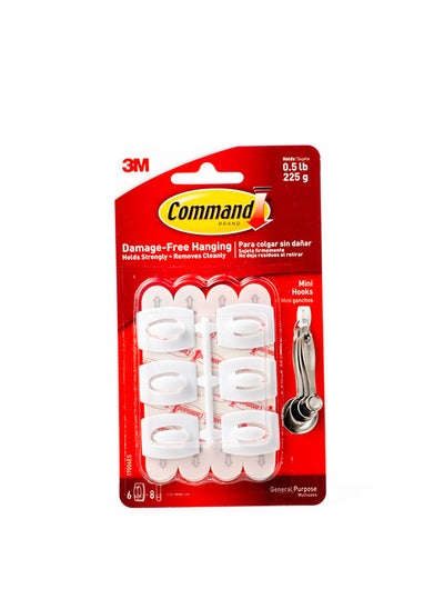 Buy Command 17006ES Hooks, small, Holds 225 gr. each hook, white color. 6 hooks and 8 strips/pack in UAE