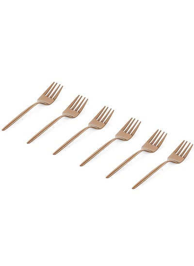 Buy Floryn 6-Piece Cake Fork Set, Gold - 14 cm in UAE