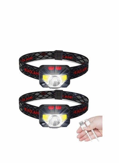 Buy LED Head Torch, USB Rechargeable Headlamp Headlight, [2 Pack] Ultra Bright Headtorch, Lamp with IPX45 Waterproof for Running, Camping, Hiking, Climbing, Kids in Saudi Arabia