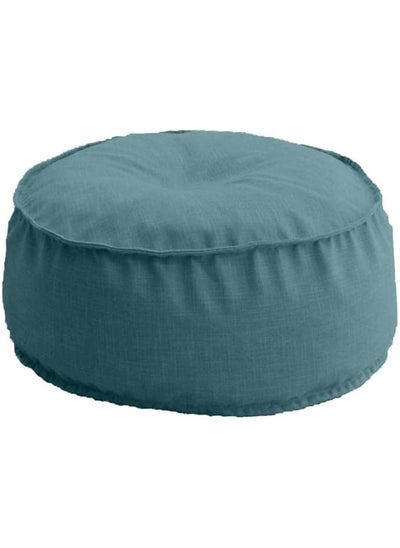 اشتري Linen Round Ottomans Floor Cushion Light Blue في السعودية