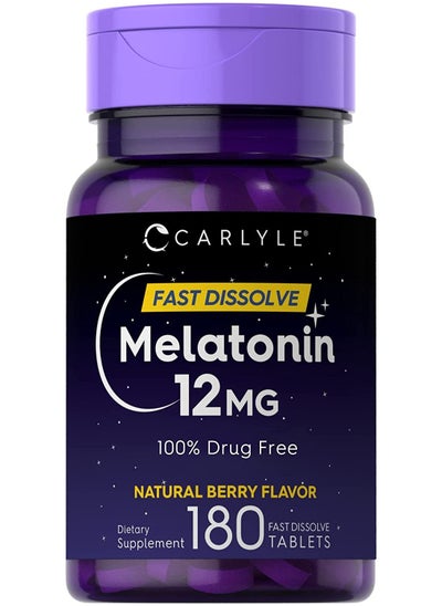 Buy Melatonin 12 mg Fast Dissolve 180 Tablets Natural Berry Flavor in Saudi Arabia