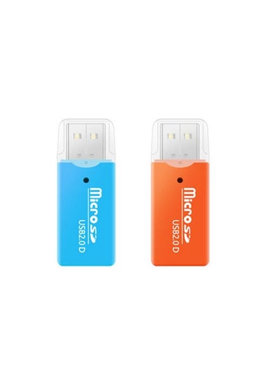Buy USB 2.0 MICRO SD HIGH SPEED MINI EXTERNAL TF MEMORY CARD READER ADAPTER Blue and Orange - 2 pcs in Saudi Arabia