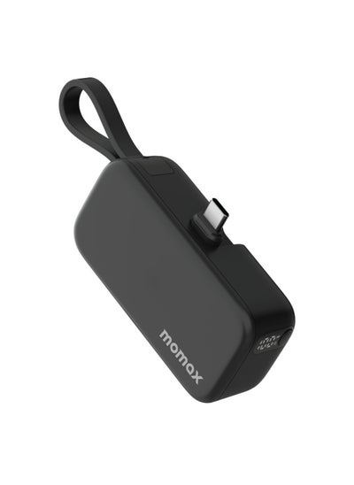 اشتري Momax 1-Power Mini Battery Pack 5000 mAh Power Bank [20W] with Built-in USB-C PD Cable - Black في الامارات