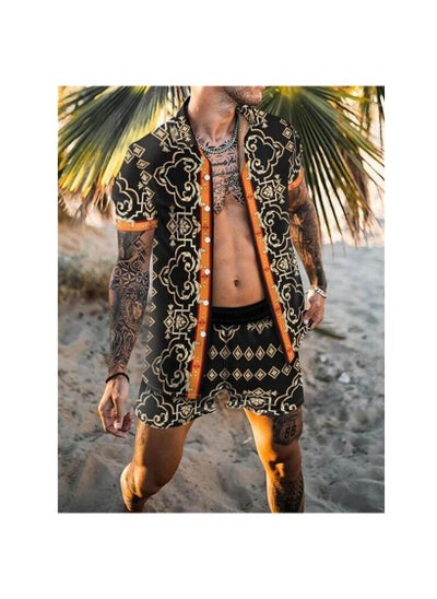 اشتري Men's Shirt Casual Loose Shorts Beach Suit في الامارات