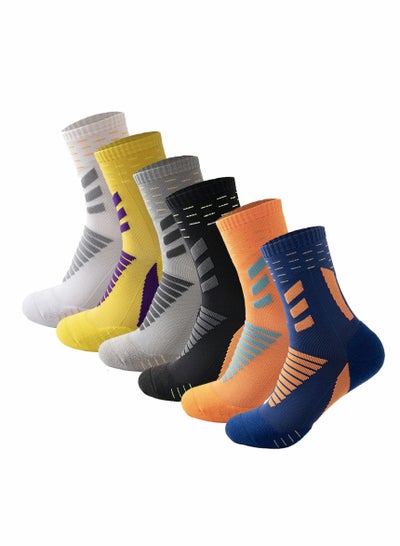Buy Sports Socks Compression Quarter Crew Socks Thick Cushioned Athletic Socks for Men Women Running Cycling Hiking Gym 6 Pack in Saudi Arabia