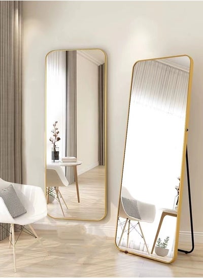 Buy 155*45cm Floor Full Length Mirror Standing Full Body Rounded Corner Rectangle Mirrors with Stand Hanging Wall Mounted Leaning Bedroom Living Room Bedroom Cloakroom,Gold in Saudi Arabia