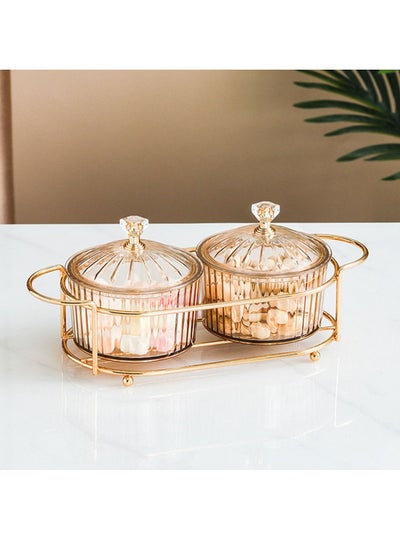Buy Nordic Dried Fruit Plate Snack dish Transparent Round Fruit dish 2 Grids in Saudi Arabia