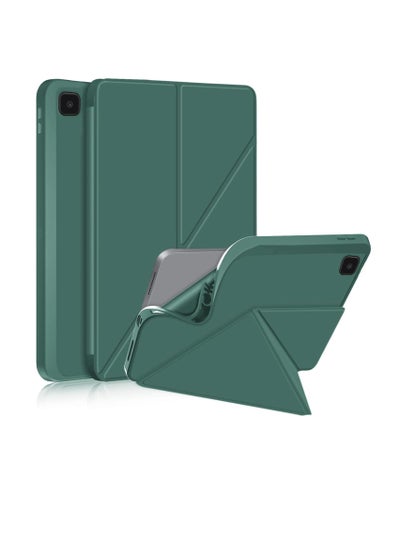 Buy Samsung Galaxy Tab A7 Lite 8.7 Inch 2021 Model (SM-T220/T225/T227) Case, Smart Stand, Pencil Holder, Shockproof Slim Lightweight Leather Cover, Modern Abstract Design - Green in Egypt