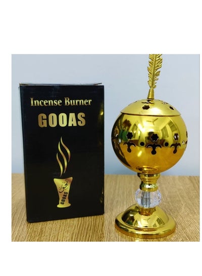 Buy Metal Electric Incense Burner with Ornamental Design Arabic 22*6 cm (Gold) in Egypt