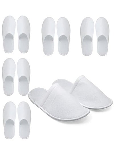 Buy 5 Pack Waffle Linen Terry Bathroom Slippers for Spa Hotel and Travel in UAE